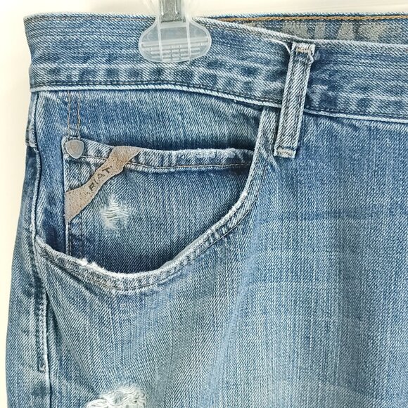 Ariat Jeans Men's 38x32 Blue Fade Low Rise Boot Denim Distressed Destroyed - Picture 3 of 15